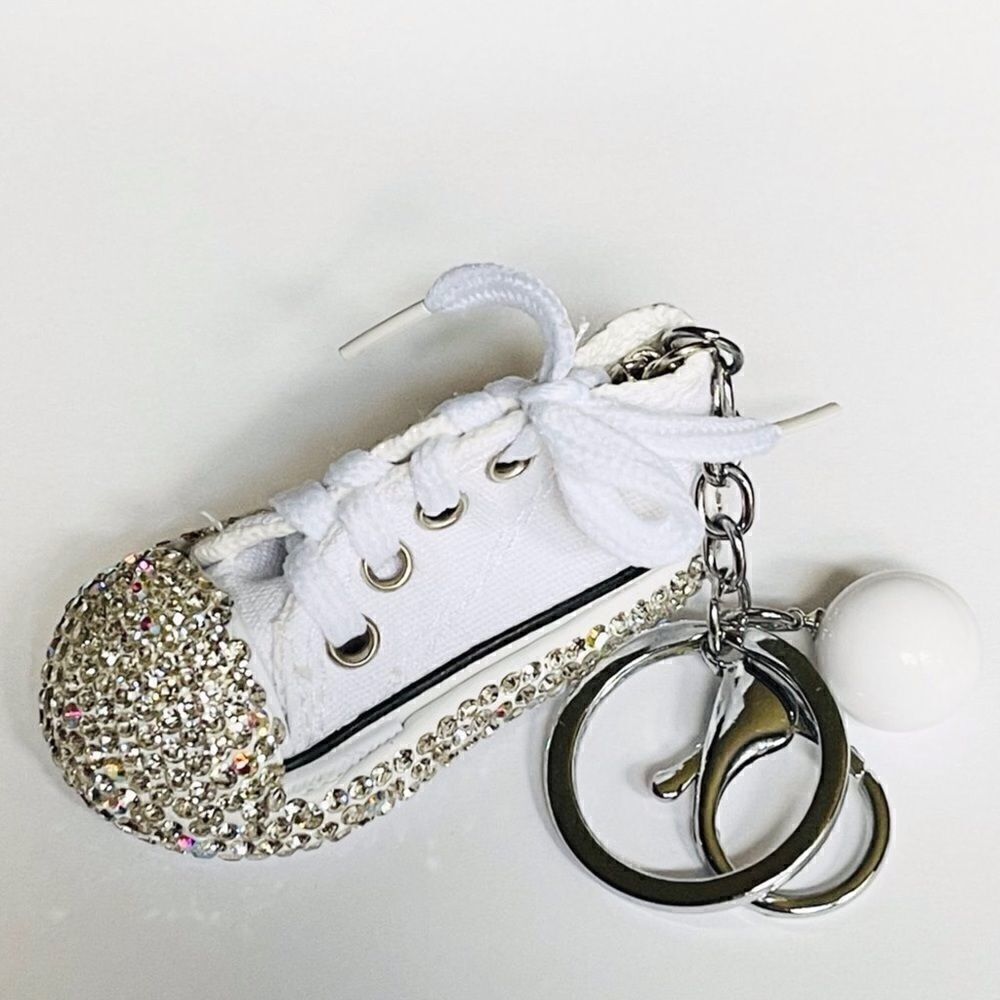 White Sparkly Shoe Keychain 